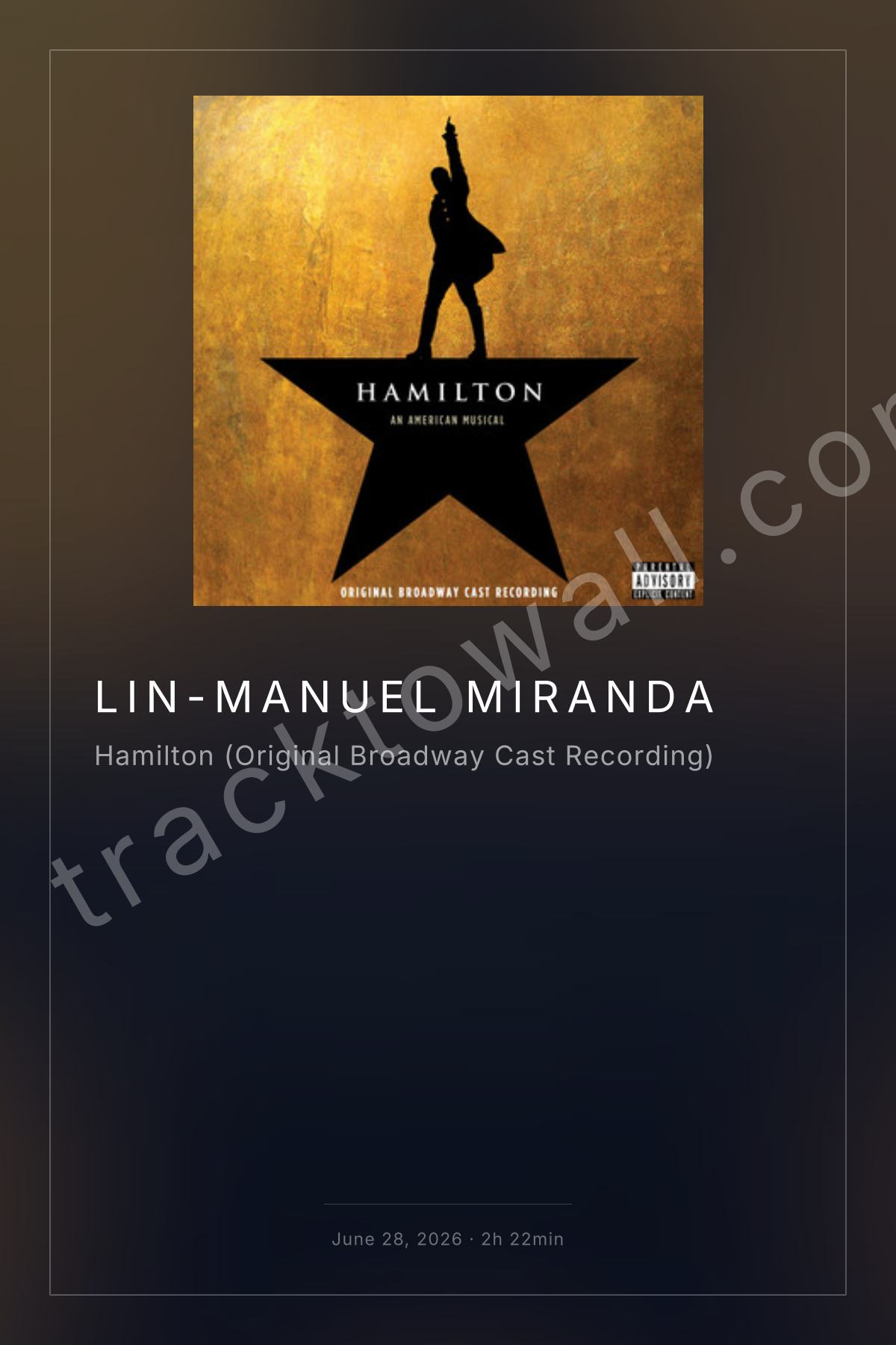 Hamilton (Original Broadway Cast Recording) — minimal poster style