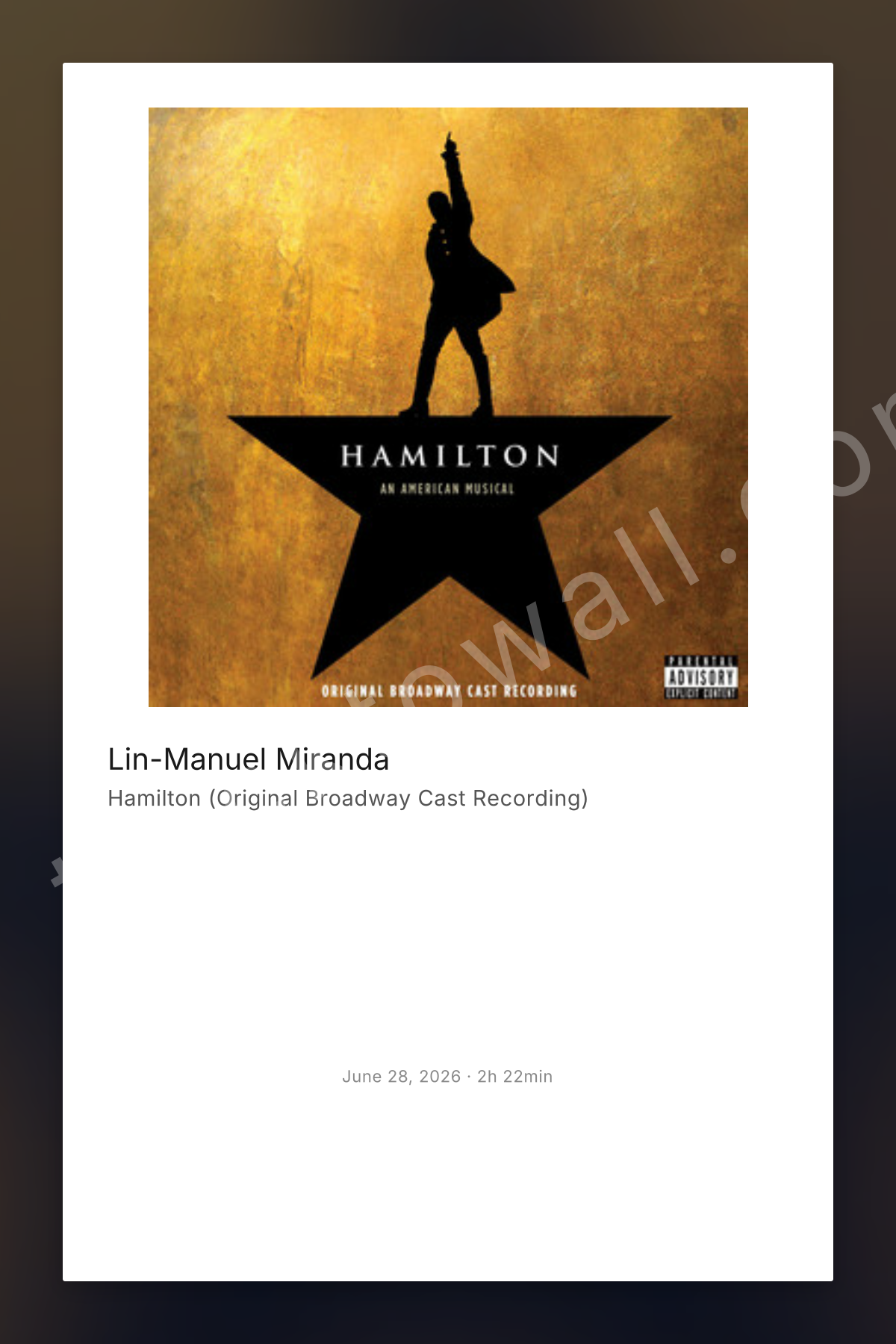 Hamilton (Original Broadway Cast Recording) — polaroid poster style