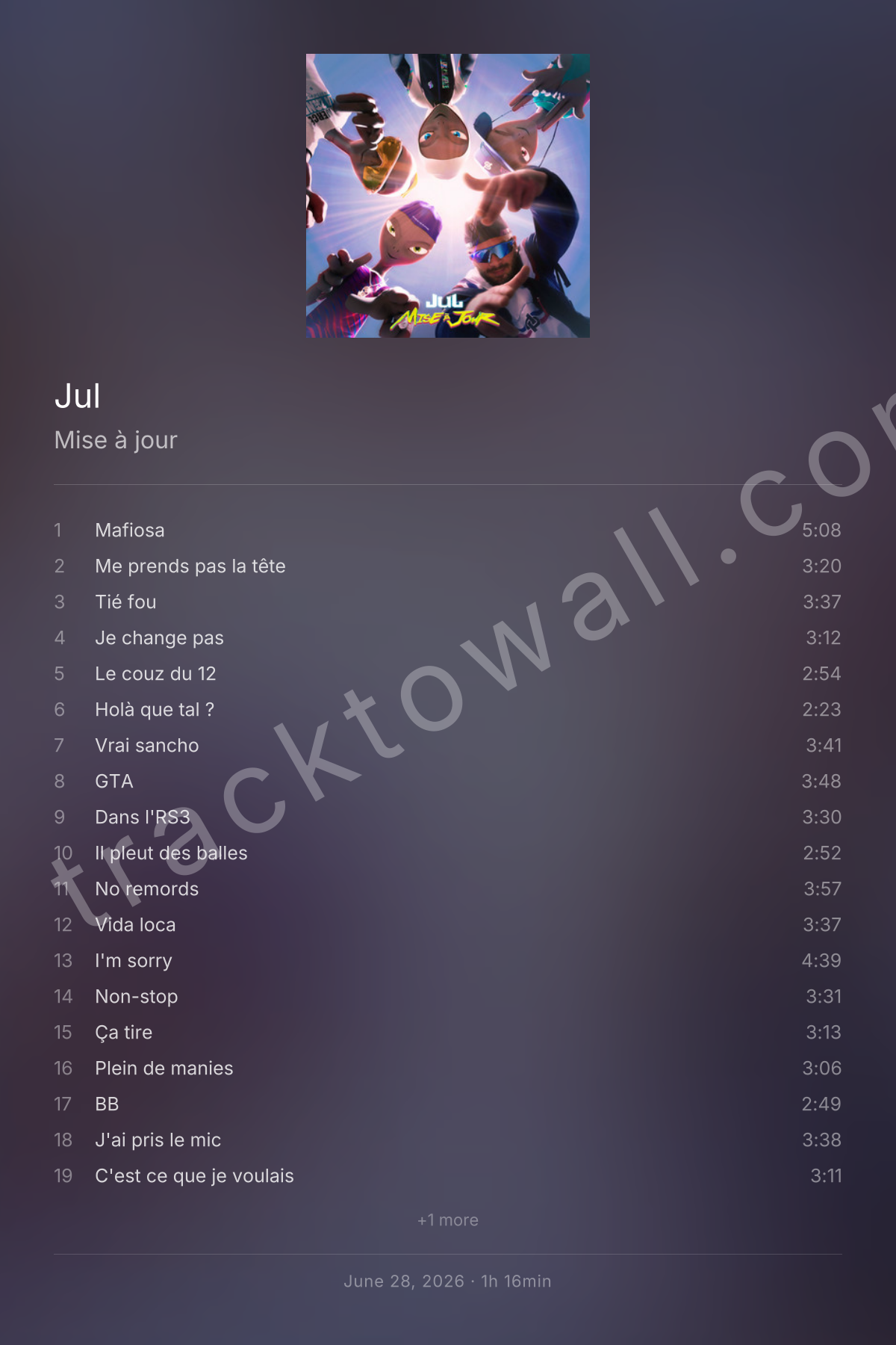 Mise à jour — tracklist poster style